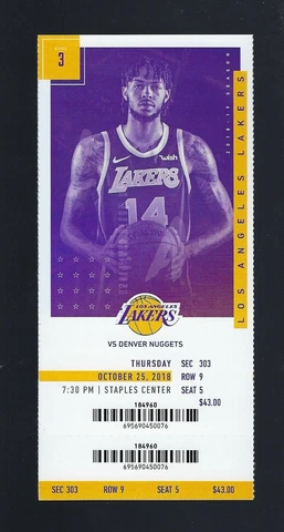 2018 NBA DENVER NUGGETS @ LOS ANGELES LAKERS FULL UNUSED TICKET - OCTOBER 25 Cover