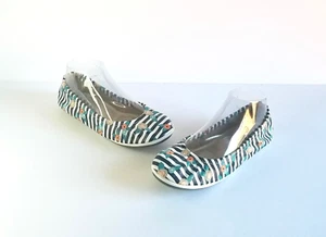 THE STOREHOUSE FLATS Posie Rayas Talla 7 Cuero Colorido Floral Rayas Plegable - Imagen 1 de 13