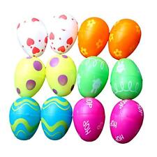12x Empty Easter Eggs Printed Bright for DIY Crafts Easter Theme Party Favor