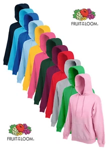 Fruit Of The Loom Plain Classic Hoodie Hoody Hooded Sweat S - 5XL - Picture 1 of 23