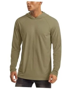 Men's Hooded UPF 50+ Sun Protection T Shirts Long Sleeve Large Stuffy Cyan - Picture 1 of 7
