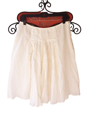 J CREW CREAM COTTON MICRO-PLEATED FULL/FLARED SUMMER SKIRT 6/7/8 S FULLY LINED - Image 1 of 4