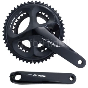 Shimano 105 FC-R7000 Bike CrankSet 165/170/172.5/175 50/34/52/36/53/39T Black - Picture 1 of 5