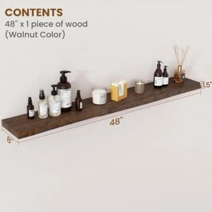 Floating Shelves 48" for Wall Decor Rustic Solid Elm Wood Floating Shelves - Picture 1 of 12
