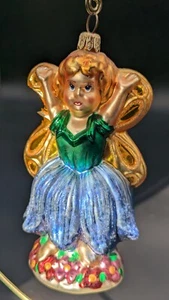 CHRISTOPHER RADKO "FLORA BELLES" BUTTERFLY FAIRY GLASS ORNAMENT BLUE BROKEN WING - Picture 1 of 10