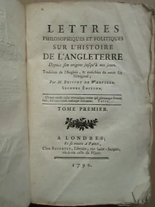 BRISSOT DE WARVILLE : LETTRES PHILOSOPHIQUES POLITIQUES SUR L'ANGLETERRE, 1790. - Picture 1 of 12