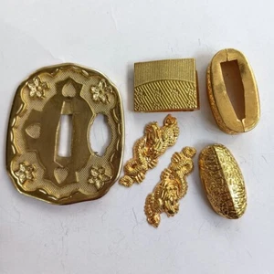 Military Sword Part Tsuba Fuchi Menuki Guard For Japanese Katana Wakizashi Blade - Bild 1 von 11