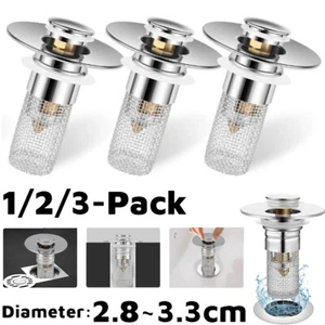 1/2/3 Pack Bathroom Sink Stopper Hair Catcher, Bathroom Pop Up Sink Drain Filter - Picture 1 of 12