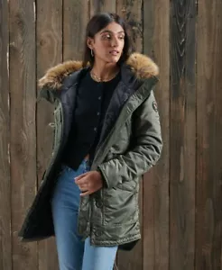 Superdry SDL Parka Jacket Women size US 8 - EU 40 Color Khaki - Picture 1 of 5