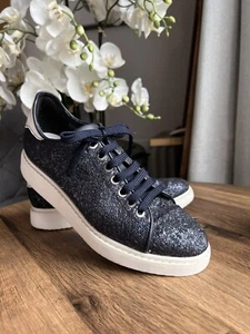 GEOX RESPIRA D THYMAR C Navy Blue Glitter Sneakers Trainers EU 37UK 4 - Picture 1 of 8