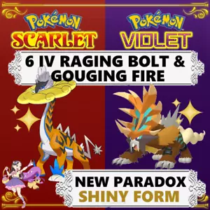 Pokemon Scarlet Violet 6IV SHINY UNRELEASED PARADOX RAGING BOLT GOUGING FIRE - Picture 1 of 1