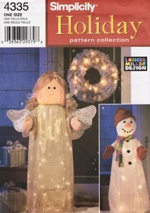 Lighted Angel Snowman Wreath Simplicity Sewing Pattern 4335 Holiday Decor - Picture 1 of 2