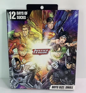 Justice League Kids 12 Days Of Socks Small Shoe Size 5.5 to 8.5  NEW - Picture 1 of 3