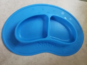 Baby Nuby Silicone 2 Section Plate Non-Slip Blue dish Child Feeding - Picture 1 of 2