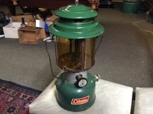1969 COLEMAN 2 MANTLE 220F LANTERN w/ PYREX AMBER GLOBE untested - Picture 1 of 9