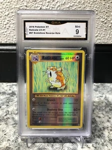 2016 POKEMON XY EVOLUTIONS RATICATE REVERSE HOLO GMA MINT 9 #5339954 - Picture 1 of 2