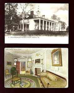 AU187 Mount Vernon, 2 Stk. "Vintage" Washington Mansion and West Parlor - Bild 1 von 2