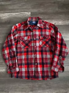 Camisa a Cuadros Manga Larga Con Botones Lana Virgen Hecha en EE. UU. Mediana Para Hombre - Imagen 1 de 5
