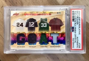 2023 Leaf Superlative GOAT Card GAME USED Willie Mays Brady Bird Federer PSA /9 - Picture 1 of 13