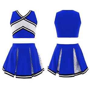 Kids Girls Cheerleading Outfits Uniform Cheer Leader Costume for Halloween Party