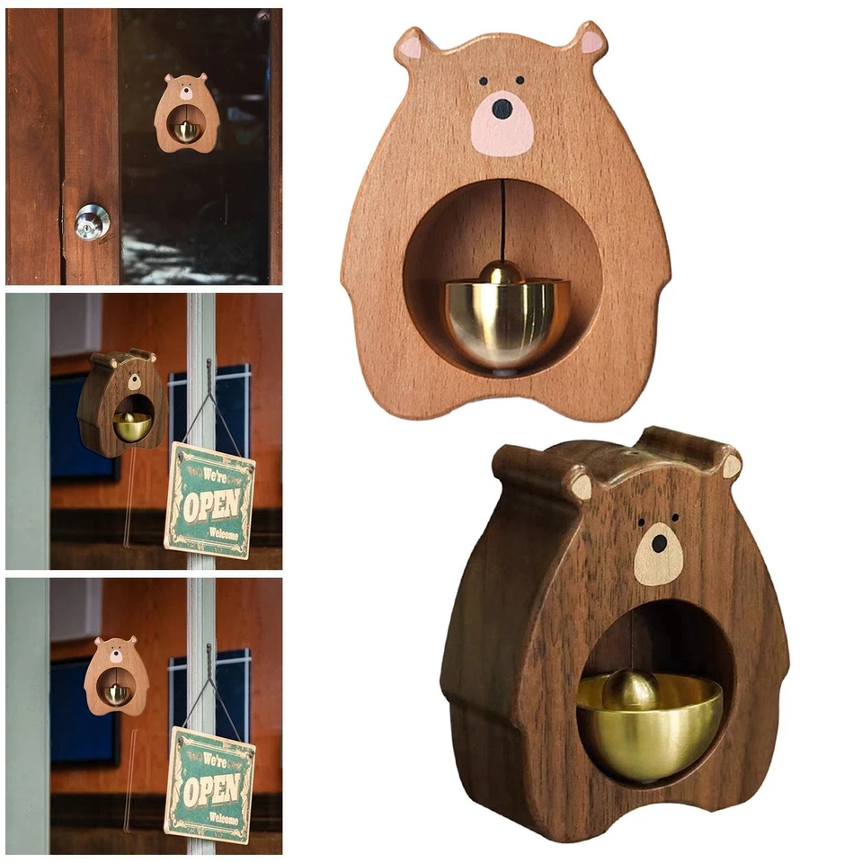 Sonnette en bois décorative mignonne créative ancienne autocollant réfrigérateur carillon de porte - Photo 1/1