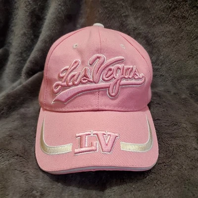 Las Vegas Strapback Hook & Loop Hat Pink One Size Embroidered Vent Holes 6 Panel - Image 1 of 4