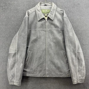 Chaqueta de cuero vintage Eddie Bauer XL TALL para hombre forrada de algodón GRIS motocicleta usada en excelente estado - Imagen 1 de 15