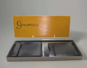 Cartera plegable Goldwall vintage para hombre de cuero premium negra hecha a mano años 60 nueva de colección - Imagen 1 de 23