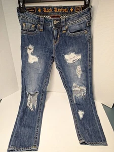 Rock Revival Anabela Jeans, Waist Size 24, Insean 25, Blue, Cotton Blend - Picture 1 of 5