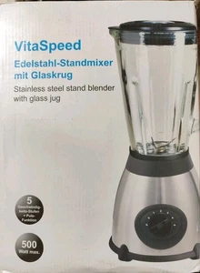 B-Ware VitaSpeed Edelstahl Standmixer Smoothiemaker Glas 500W 5 Stufen + Puls - Bild 1 von 2