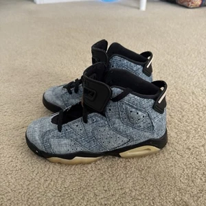 Nike Air Jordan 6 Retro Jungen Größe 5Y Blau Schwarz Sportschuhe Sneaker - Bild 1 von 8