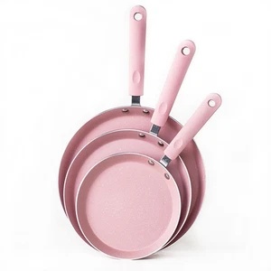 Nonstick Frying Pan Set，3 Piece Pots and Pans Set Nonstick，Pink Kitchen Cookw... - Picture 1 of 9