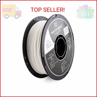 HATCHBOX 1.75mm White PLA 3D Printer Filament, 1 KG Spool, Dimensional Accuracy  - Image 1 of 2