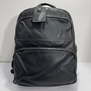 Cremieux Genuine Pebbled Leather Black Backpack Rugged Full Size 16.5” x 12” - Picture 1 of 9
