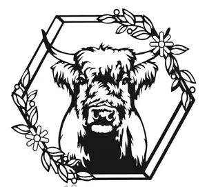 HIGHLAND COW Stier Western Country Cowboy Metall Wandbild Silhouette Stahl Deko - Bild 1 von 3