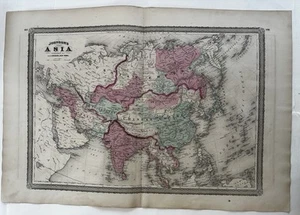 Asia Arabia a China Japón SE Asia Rusia 1870 Johnson mapa grande coloreado a mano - Imagen 1 de 10