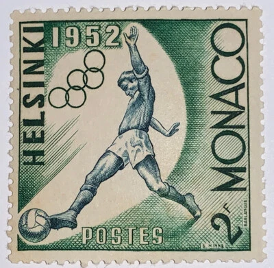 旅行邮票:1952 年摩纳哥邮票 Sc# 296 赫尔辛基奥运会足球、薄荷、莫格 — 第 1/4 张图片