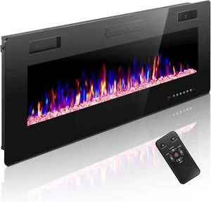 50 Inch Electric Fireplace,in-Wall Recessed and Wall Mounted Heater,Remote,Timer - Picture 1 of 7