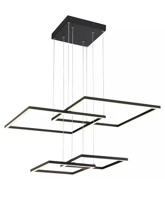 Access Lighting 63968LEDD Squared 4 灯 31 英寸宽 LED 枝形吊灯 - 黑色 — 第 1/4 张图片