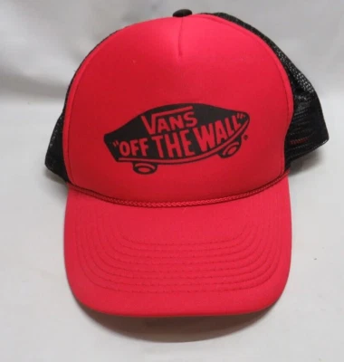 Van's Off the Wall Red Black skater trucker hat mesh snapback foam mint OTTO - Image 1 of 4