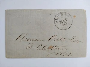 Ma: Boston 1856 Drucksachen Faltbrief Stempelloser Einband, BEZAHLT in CDS - Bild 1 von 3