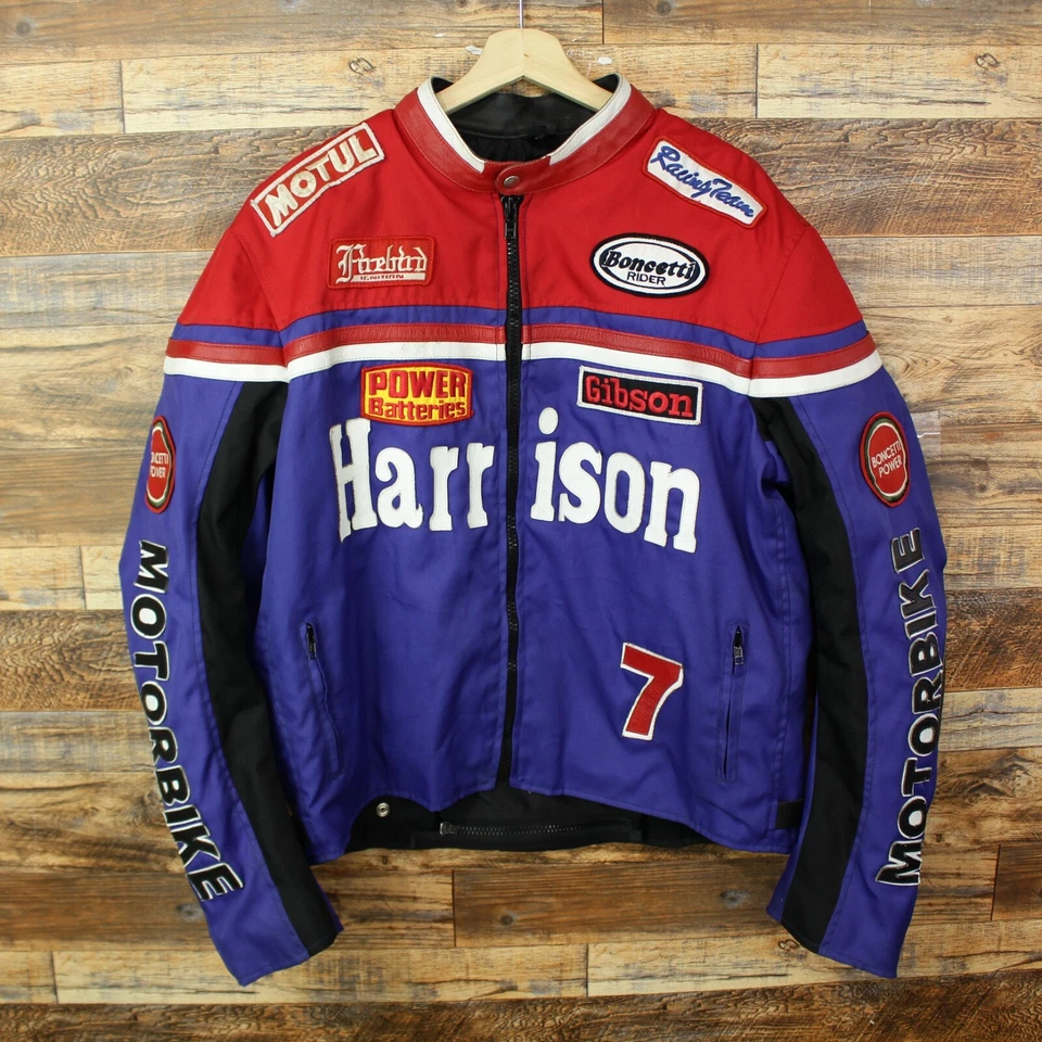 Chaqueta De Colección Harrison Moto Racing Nylon/Cuero Talla 3XL Moto Cremallera Completa Foto 1 de 4