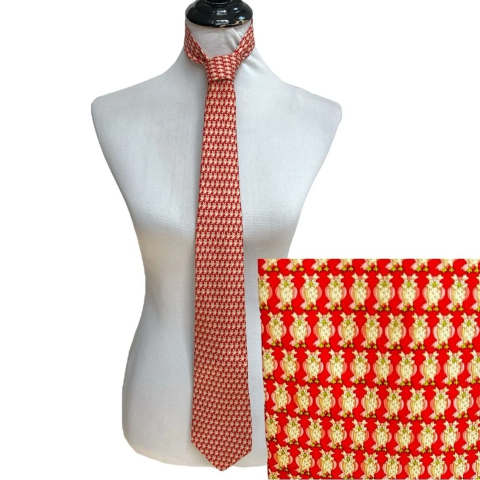Corbata Salvatore Ferragamo Owls roja crema rosa Foto 1 de 4