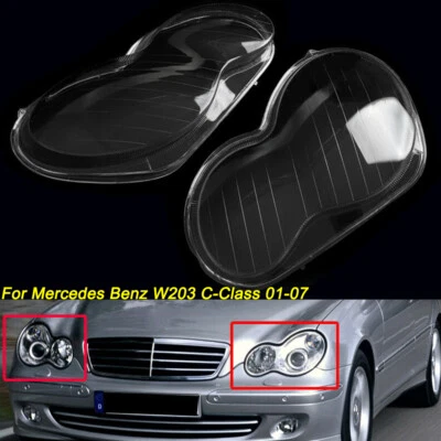 For Mercedes Benz W203 C-Class 2001-2007 Left&Right Headlight Lens Cover Shell Foto 1 de 4