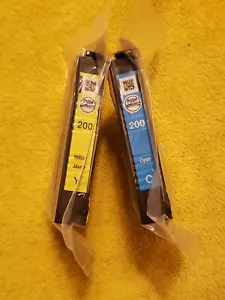 2 Epson 200 ink Cartridges Cyan Yellow - Picture 1 of 2