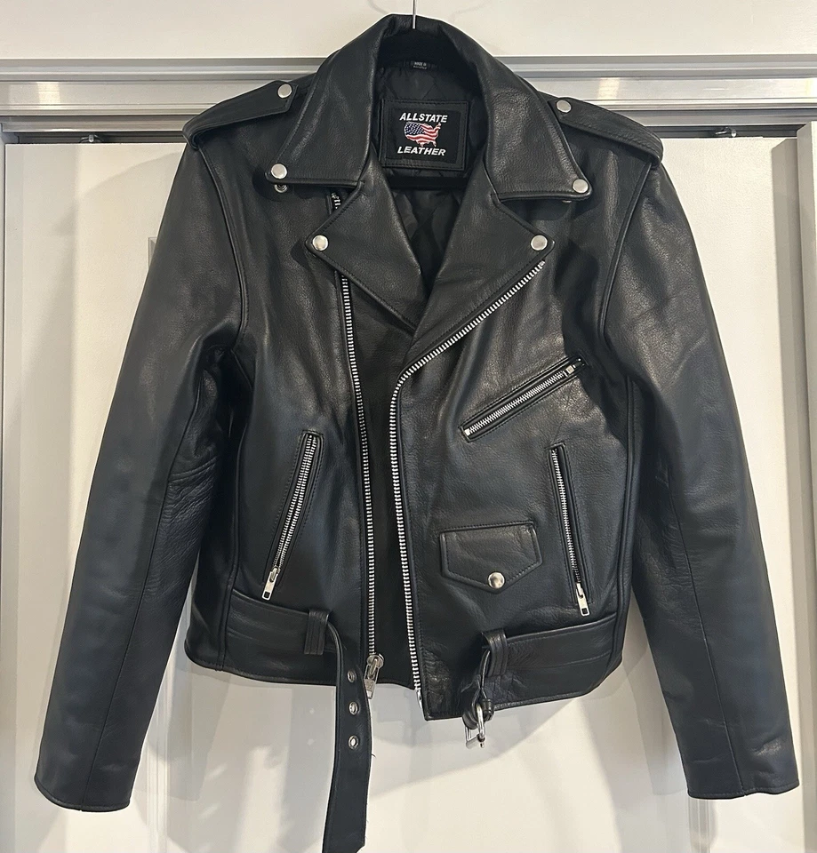 Chaqueta de moto clásica de cuero para hombre Allstate talla 36 Foto 1 de 1