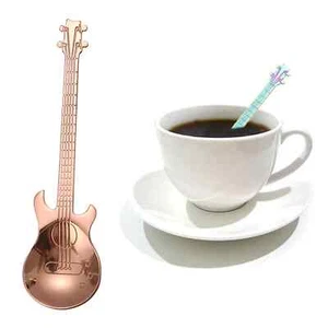 Syndecho 6 Pack Guitar Shape Spoons Rose Gold - Picture 1 of 3