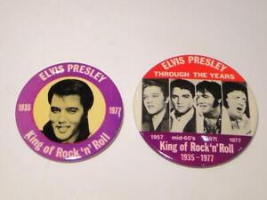 1956 ELVIS Presley King of Rock 'N' Roll 1935-1977 Memoriam Pinback Buttons