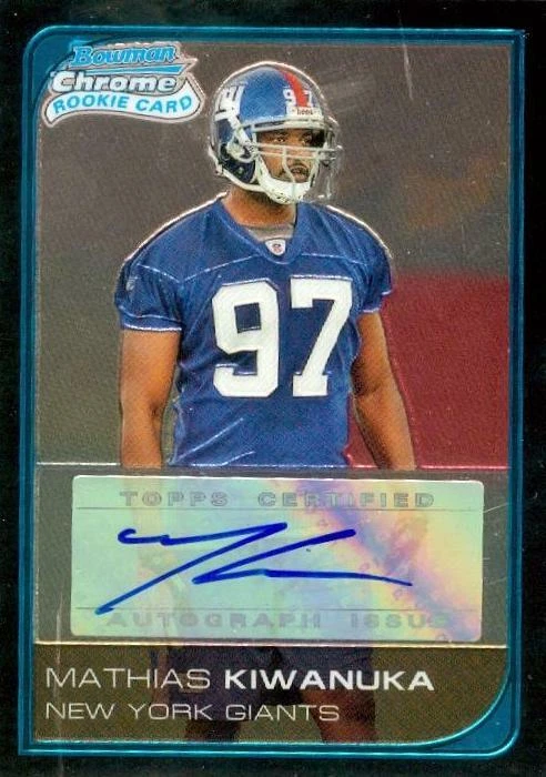 Mathias Kiwanuka autographed football card Giants 2006 Bowman Chrome Rookie #250 - Image 1 of 1