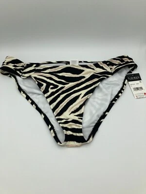 Pantalones de bikini hipster con lengüeta lateral fruncida cebra marrón talla 12 Lauren Ralph Lauren Foto 1 de 4